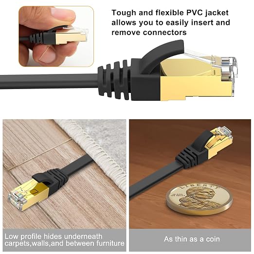 Ercielook CAT8 Ethernet Cable 150 ft High Speed, Shielded Flat Internet Cable - Image 5