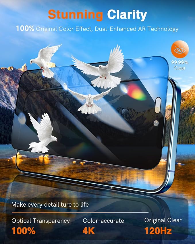 LK 2 Pack for iPhone iPhone 17 Pro Max Privacy Screen Protector Anti-Spy - Image 8