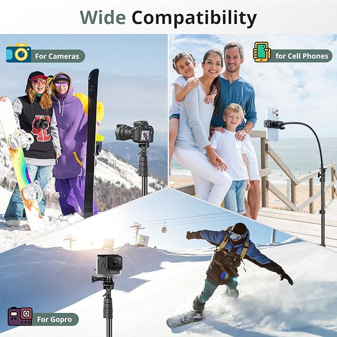 Sensyne 92" Cell Phone Tripod, Selfie Stick Tripod - Image 3