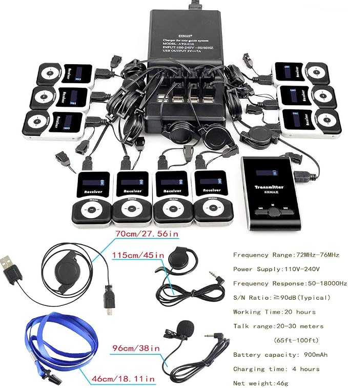 EXMAX® ATG-100T 195MHz Wireless Tour Guide System Simultaneous Translation - Image 7