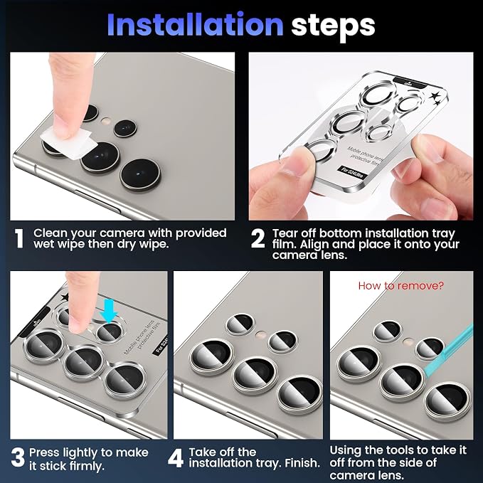 Tensea (3+2PCS for Samsung Galaxy S24 Ultra 5G Camera Lens Protector, 9H - Image 7