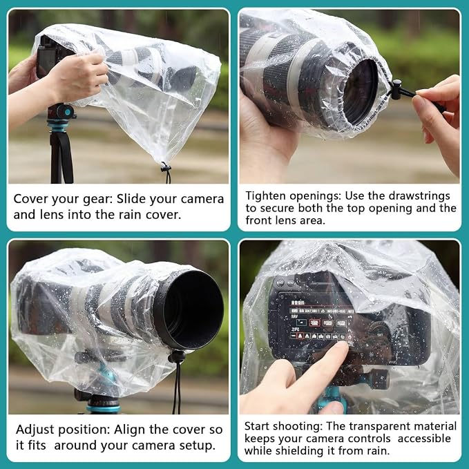 Sabary 10 Pack Clear Camera Rain Covers Waterproof Dustproof PE Lens Sleeves - Image 4