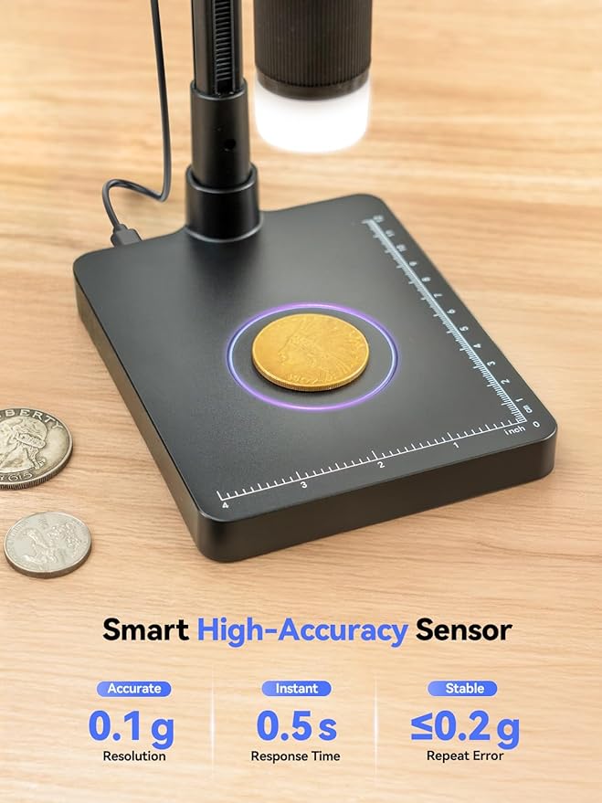 TOMLOV DM4W Microscope with Weighing Scale: 4.3" Digital Coin Microscope with - Image 3