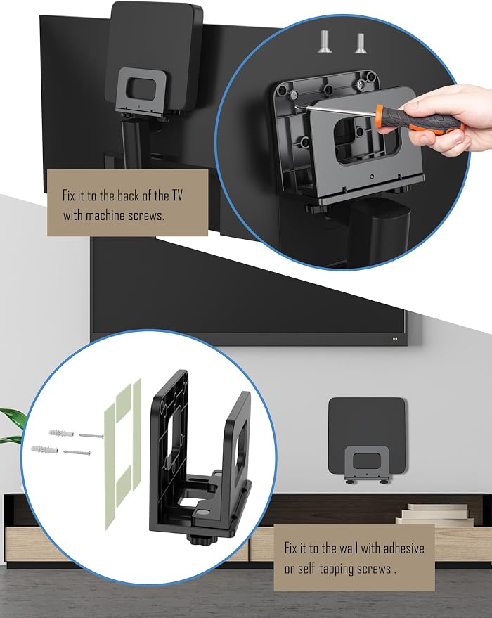Cable Box Wall Mount for WiFi Router/Modem Shelf for Apple TV/ROKU, Compatible - Image 3