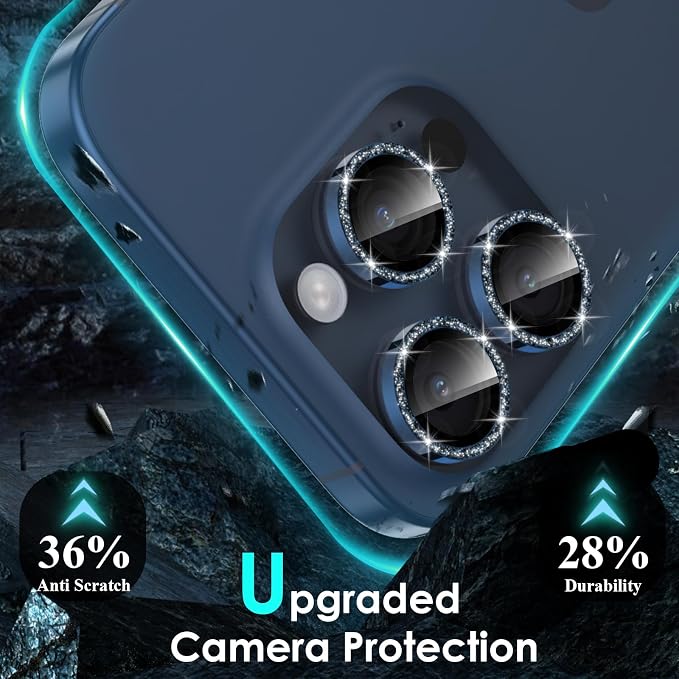YWXTW Designed for iPhone 15 Pro/iPhone 15 Pro Max Camera Lens Protector Bling - Image 3