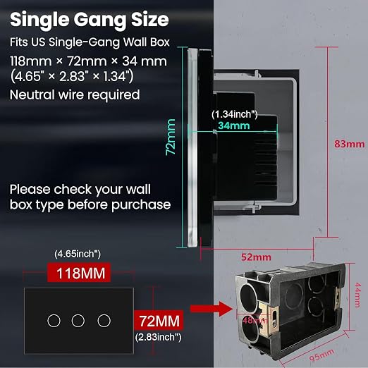 Zigbee Smart Switch Neutral Wire Required Need Zigbee Hub, 4.65 X 2.83 X 1.34 - Image 5