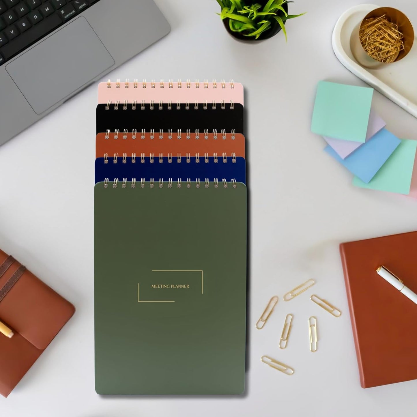 | Meeting Notebook for Work | 8.25" x 11.75" | Project Planner | Simple Design | Multiple Layouts | Office and Business Planner (Black, Meeting Planner - Portrait)