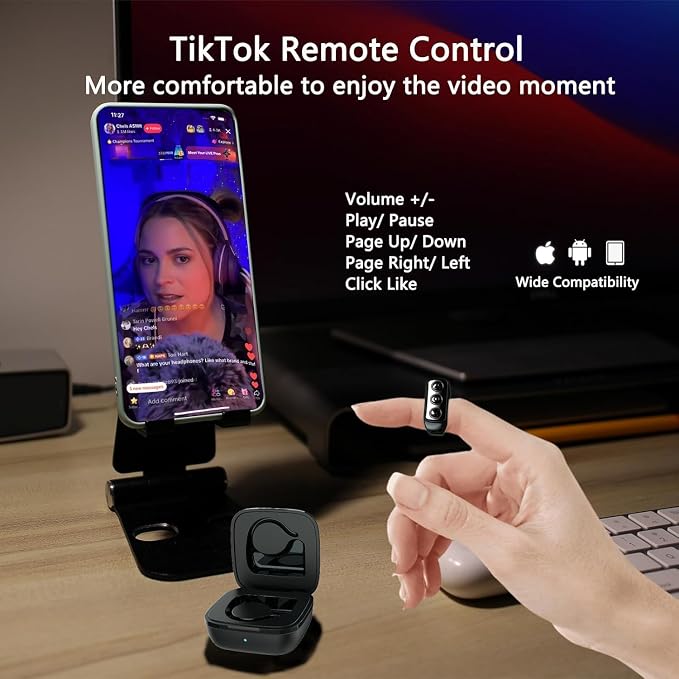 TikTok Scrolling Ring, Camera Remote, Long Battery Life, Compatible - Image 3