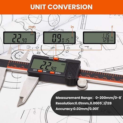 HARDELL Digital Caliper, 0-8 Inch Caliper Measuring Tool - Image 2