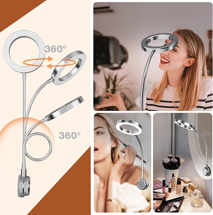 Suction Cup LED Vantiy Lights for Mirror, Flexible Gooseneck Stick on Selfie - Image 4