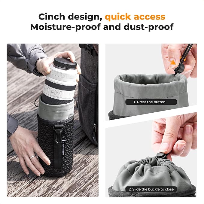 K&F CONCEPT 4 Pack Camera Lens Pouch Set, Drawstring Lens Protective Bag - Image 4