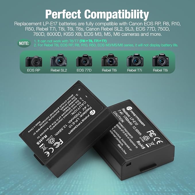 FirstPower 2-Pack LP-E17 Battery and Dual USB Charger - Image 3