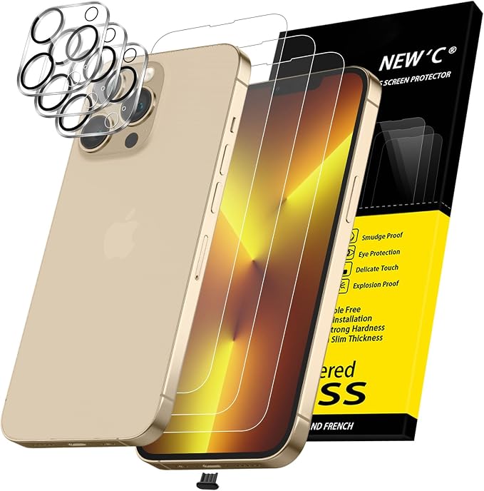 NEW'C 3x for iPhone 13 Pro Max Screen Protector+ 3x Camera Lens Protector by NEWC