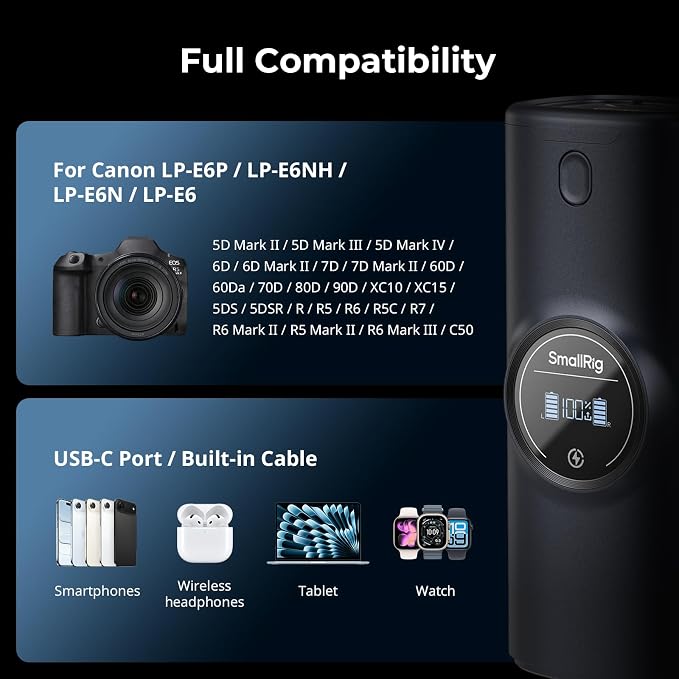 SMALLRIG LP-E6P Power Camera Battery Charger - Image 4