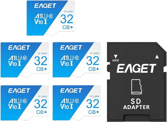 EAGET 5-Pack 32GB TF Memory Card Up to 100MB/s Read 30MB/s Write by EAGET