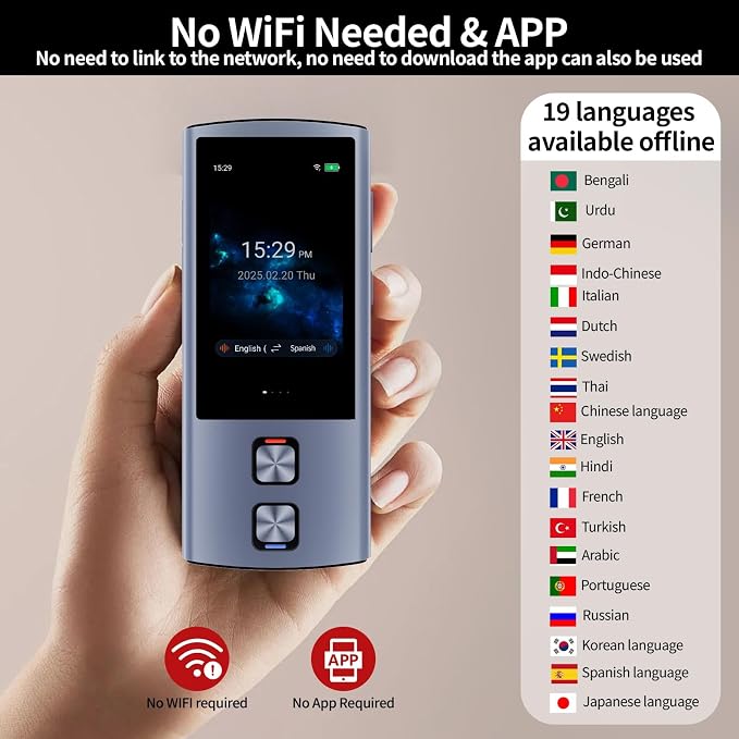 Language Translator Device, 159 Languages, 2026 AI Pocket Offline Instant Voice - Image 3