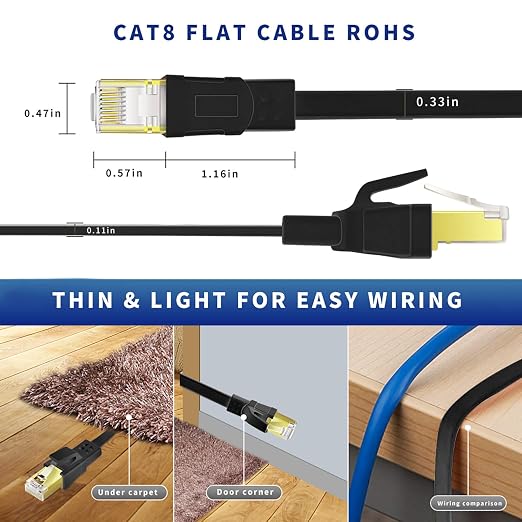 Cat8 Ethernet Cable 33FT, High Speed Outdoor&Indoor Cat8 LAN Network Cable - Image 6