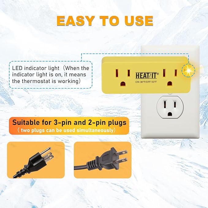 HEATIT ET-21 Freeze Thermostatically Controlled Outlet On at 38F /Off at 50F - Image 3