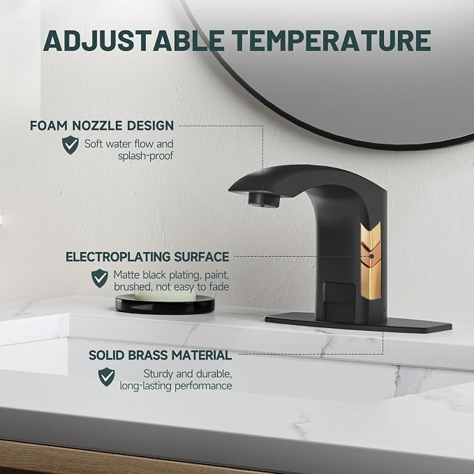 Touchless Bathroom Sink Faucets, Matte Black - Image 5