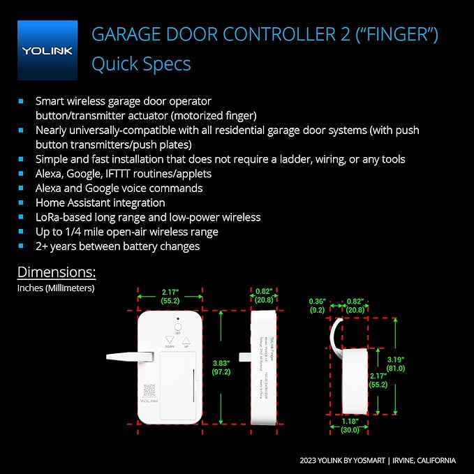 YoLink 1/4 Mile World's Longest Range Smart Wireless Garage Door Opener - Image 2