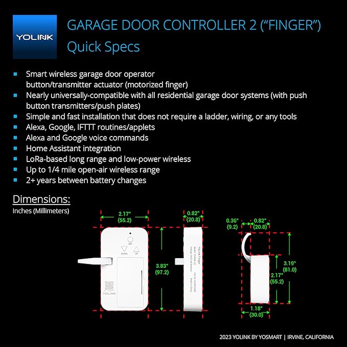 YoLink Finger - Remote Control Existing Garage Door Opener, 1/4 Mile World's - Image 2