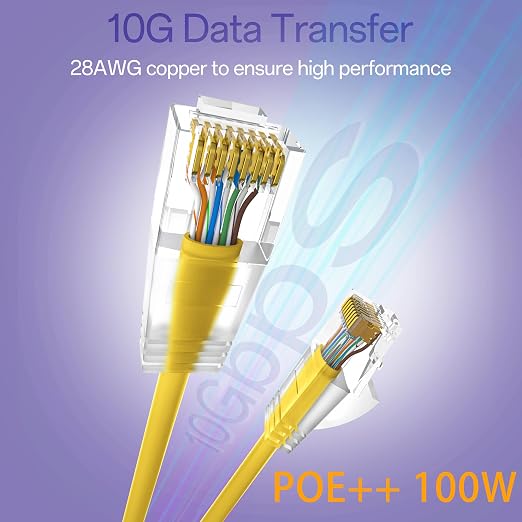 Cat6a Patch Cables 0.5ft Slim, Cat6 Ethernet Patch Cable Pure Copper, Flexible - Image 2