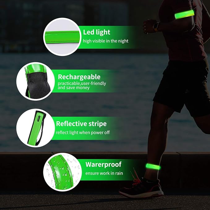 2 Pack Rechargeable LED Reflective Armband, High Brightness High Visibility - Image 5