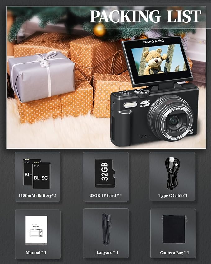 4K Digital Camera for Beginners & Teens, Autofocus Vlogging Camera - Image 8