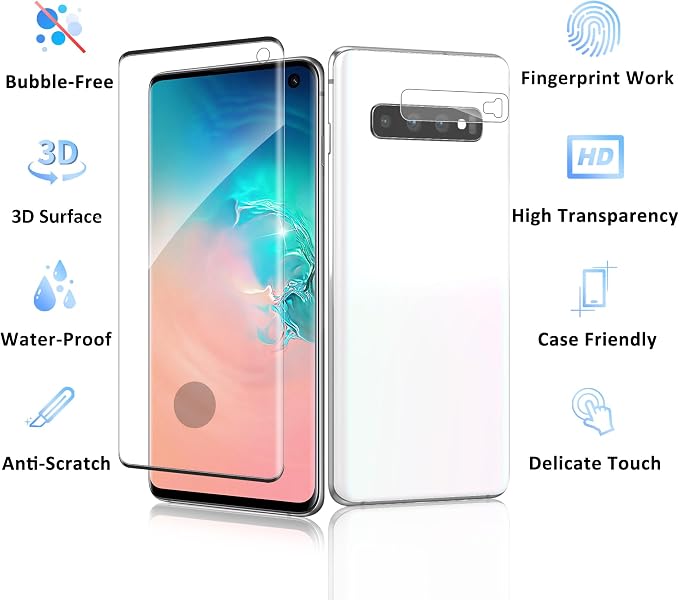 2+2 Pack for Samsung Galaxy S10 Screen Protector and Camera Protectors - Image 7