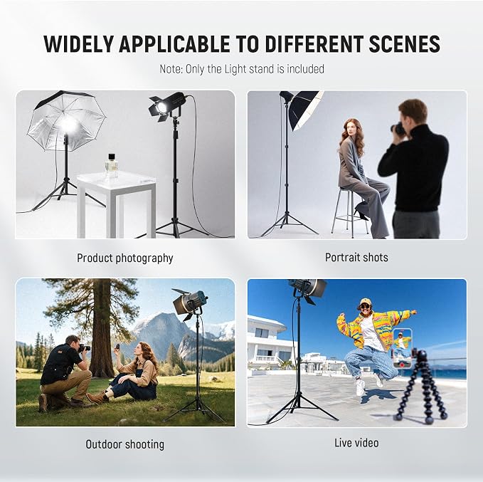 NEEWER Photography Light Stand 1.8-6.6ft/56-200cm - Image 7
