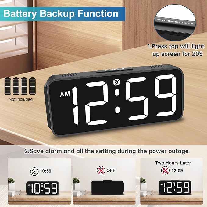 Peakeep Tiny Small Digital Alarm Clock Plug in - Image 5
