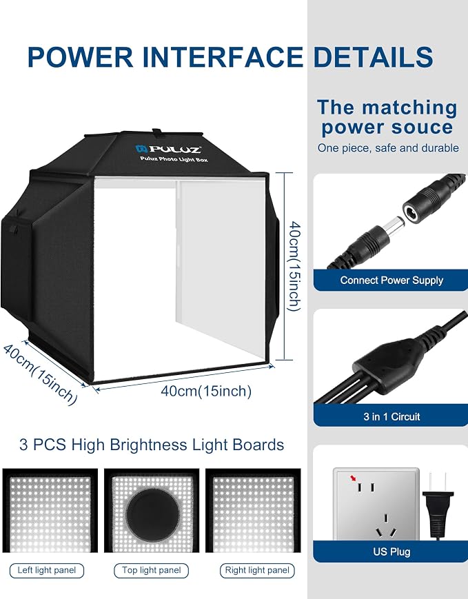 PULUZ Upgraded 16"x16" Photo Studio Light Box & Soft Box 480 LED Beads CRI 95+ - Image 5