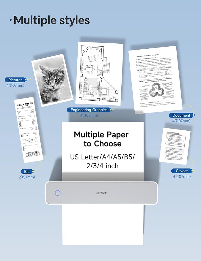 iDPRT MT610 Portable Thermal Printer, 203DPI Mobile-Travel-Printers, - Image 3