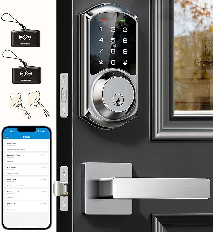 Veise VE06-L Smart Locks with 2 Lever Handle Set, App Control, Keyless Entry by Veise