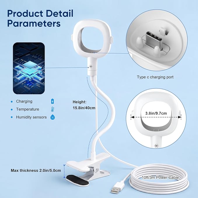 Baby Monitor Stand for Nanit Pro/Plus, Flexible Gooseneck Clip Mount - Image 5
