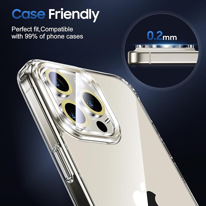 UniqueMe for 3 Pack iPhone 15 Pro/iPhone 15 Pro Max Camera Lens Protector - Image 6