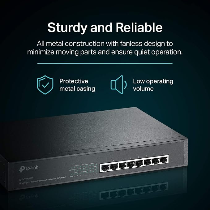 TP-Link 8 Port Gigabit PoE Switch | 8 PoE+ Ports @126W | Plug & Play | Limited - Image 2