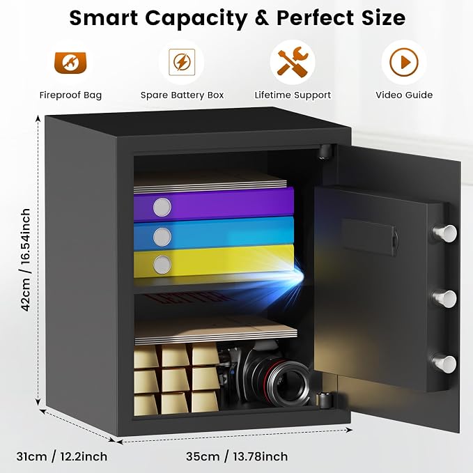 16.54 Inches Tall Safe Box, 2.5 Cuft Home Safe - Image 4