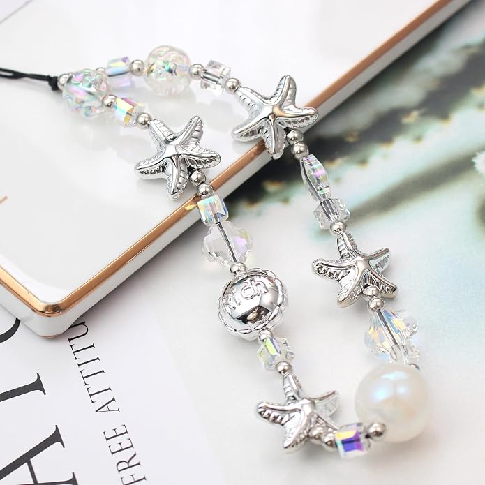 CMVFYL Beaded Camera Wrist Strap, Cute Phone Charms Strap, Pearl Bracelet Wrist - Image 5
