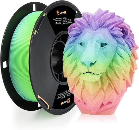 LOVOON Rainbow Gradient 3D Printing PLA Filament 1.75mm Color Shift by Length by LOVOON