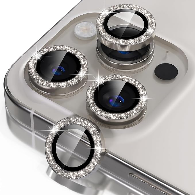 Misea Compatible for iPhone 16 Pro/iPhone 16 Pro Max Camera Lens Protector Bling by Misea