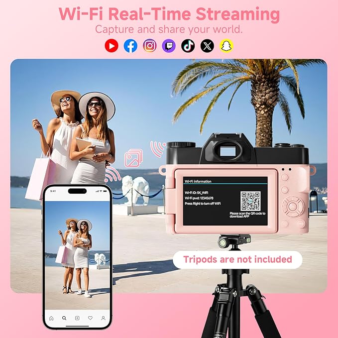 5K Digital Camera for Photography, UHD 75MP WiFi Vlogging Camera for YouTube - Image 4