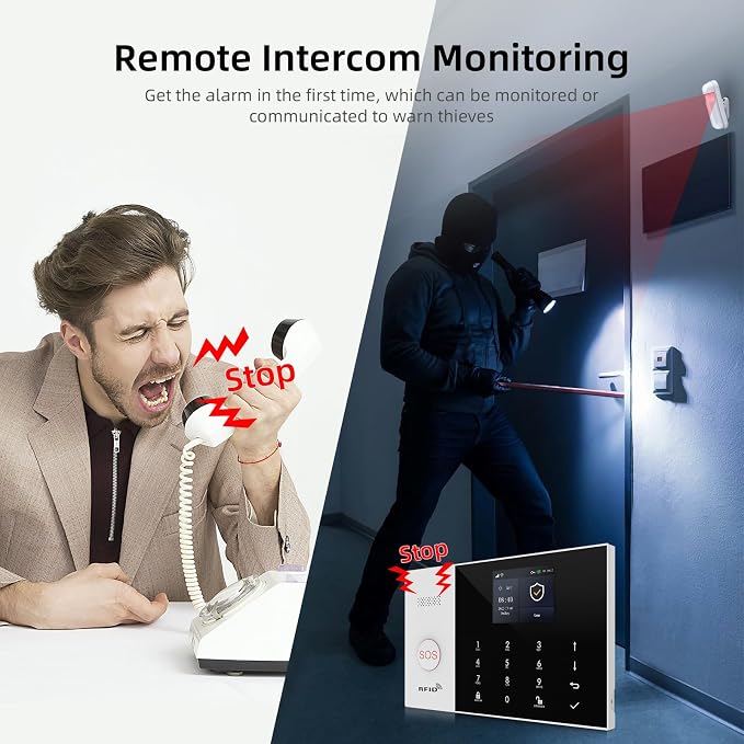LWOHSI Wireless Alarm System, DIY 4G/WiFi Home Security Systems, Phone APP Alert - Image 6