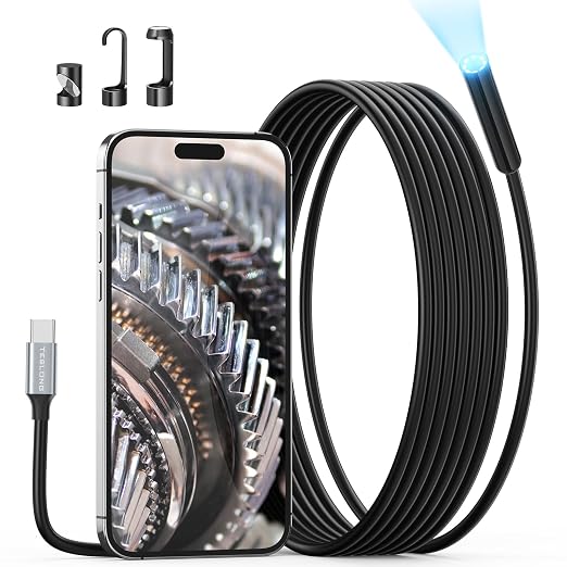 USB C Endoscope Camera with Light, Teslong Type-C Snake Borescope Camera with 8 by Teslong