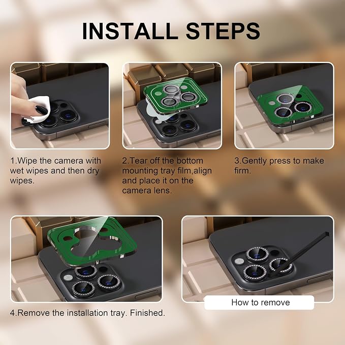 Misea Compatible for iPhone 16 Pro/iPhone 16 Pro Max Camera Lens Protector Bling - Image 7