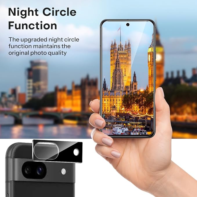 OMOTON 3+2 Pack for Google Pixel 8a Screen Protector, 3 Pack Tempered Glass - Image 4