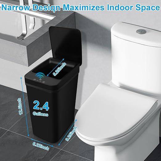 2 Pack Bathroom Trash can, Smart Touchless Trash Can, Automatic Motion Sensor - Image 2