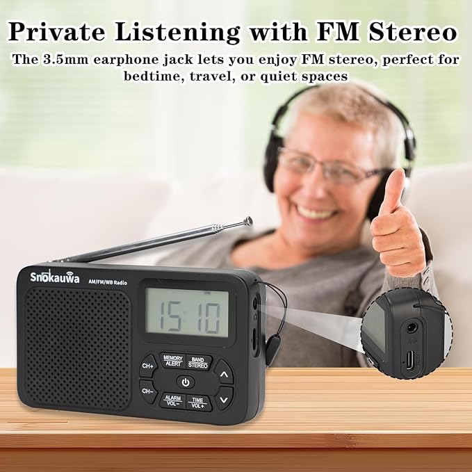 AM FM Radio, Portable Emergency Weather NOAA Radio, Small Digital Radio - Image 4