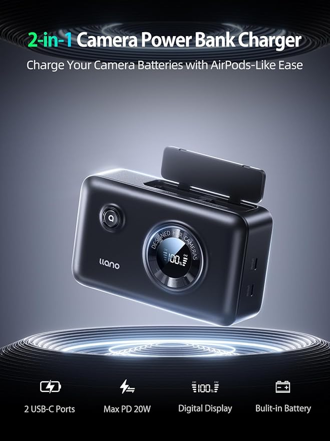 llano 2-in-1 NP-FZ100 Fast Camera Dual Battery Charger - Image 2
