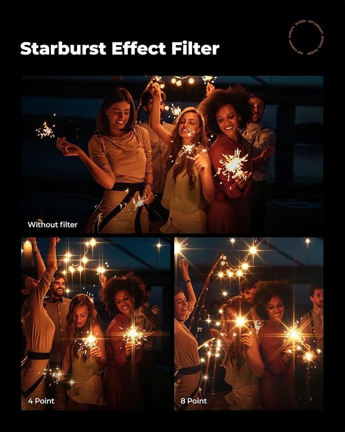 K&F CONCEPT 49mm Variable Star Filter Cross Screen Starburst Filter 4, 8 Points - Image 5
